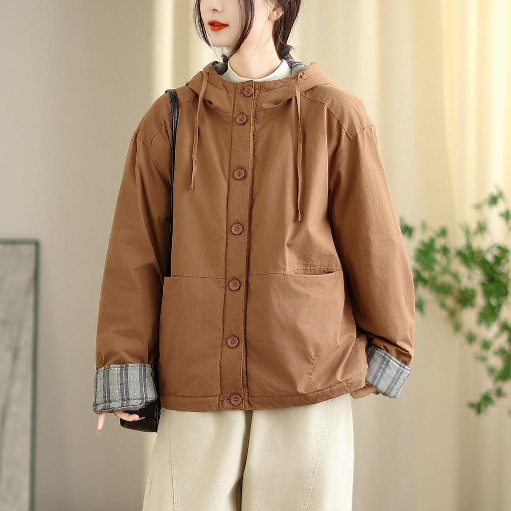 2025 Winter Hooded Thick Warm Cotton Jacket - Korean Retro Style Women's Outerwear #61051