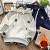 Abbigliamento per bambini, Felpe con cappuccio per ragazzi, Ispessimento con velluto, Felpe intere in velluto per bambini grandi, Giubbotti caldi per bambini