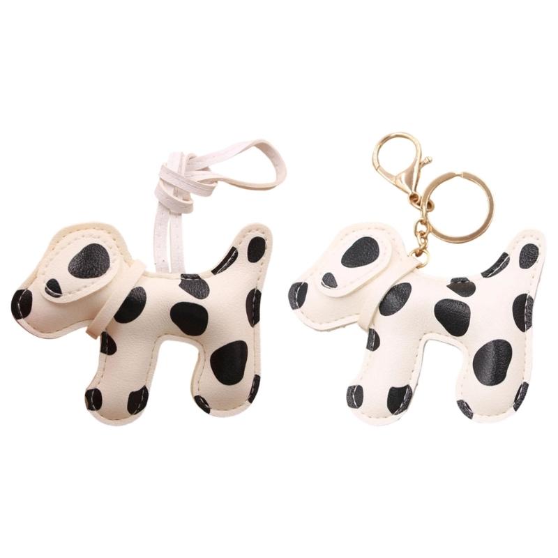 Multi Purpose Spotted Dog PU Keychain Accessory For Cars And Bags Featuring Sturdy Alloy Clip Keychain Pendant
