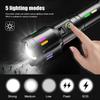 Super Bright White Laser Flashlight TYPE-C Rechargeable with Battery Display Torch Zoomable 5 Lighting Modes Outdoor Camping