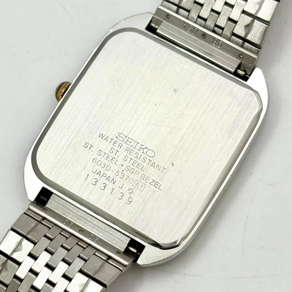 [New Battery] SEIKO Men's Watch Silver 6030-5370 133139 Genuine Belt