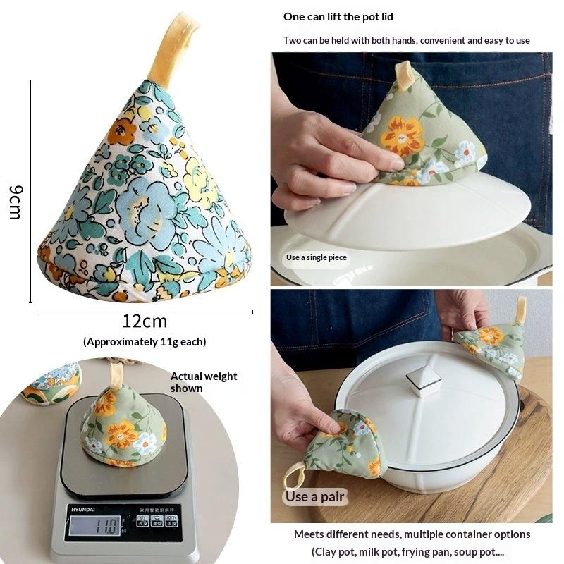 Mini Triangle Microwave Oven Glove High Temperature Resistant Thick Cotton Pot Cloth Cover for Baking Cooking Hot Pot Transfer