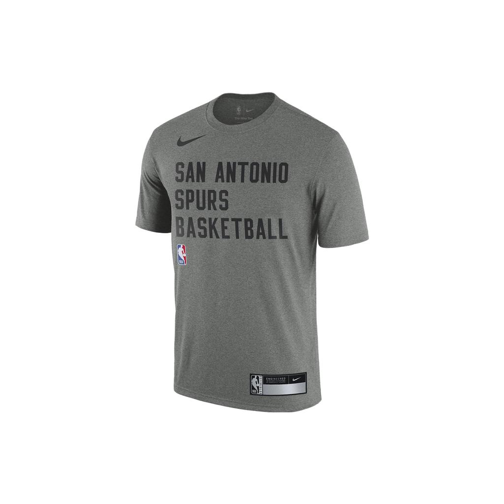 Nike Dri-Fit NBA San Antonio Spurs Logo Print Crew Neck T-Shirt Men Tops Gray FJ0189-063