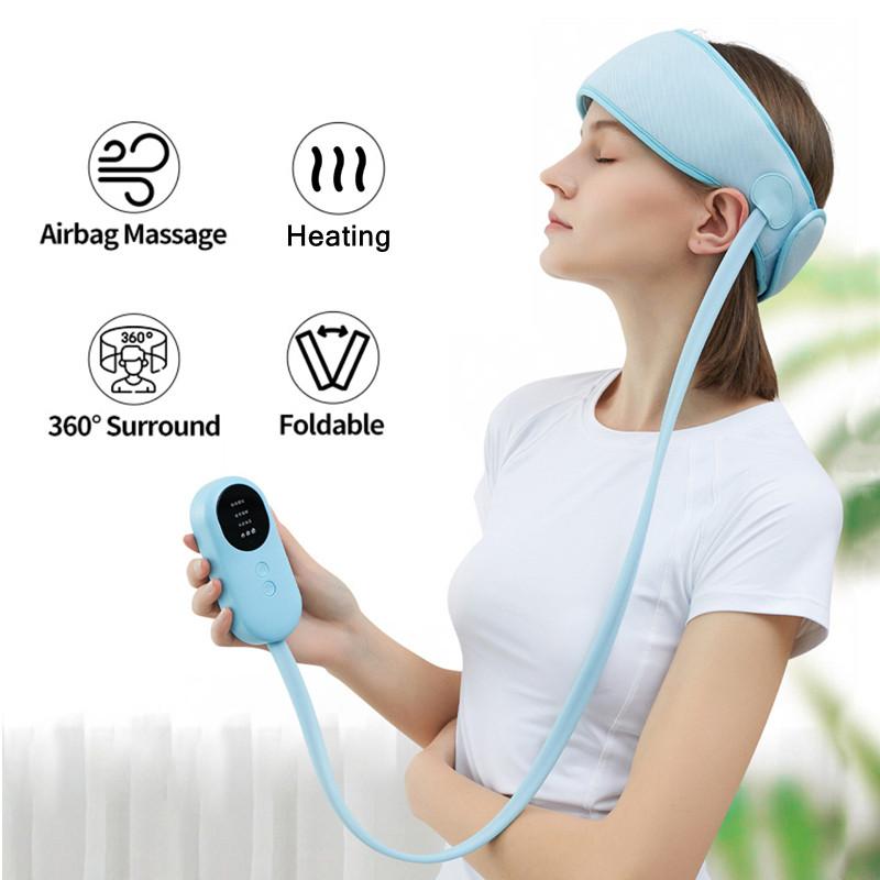 Foldable Headache Relief Device Smart Air Pressure Soothing Heating Therapy Equipment Wireless Head Massager