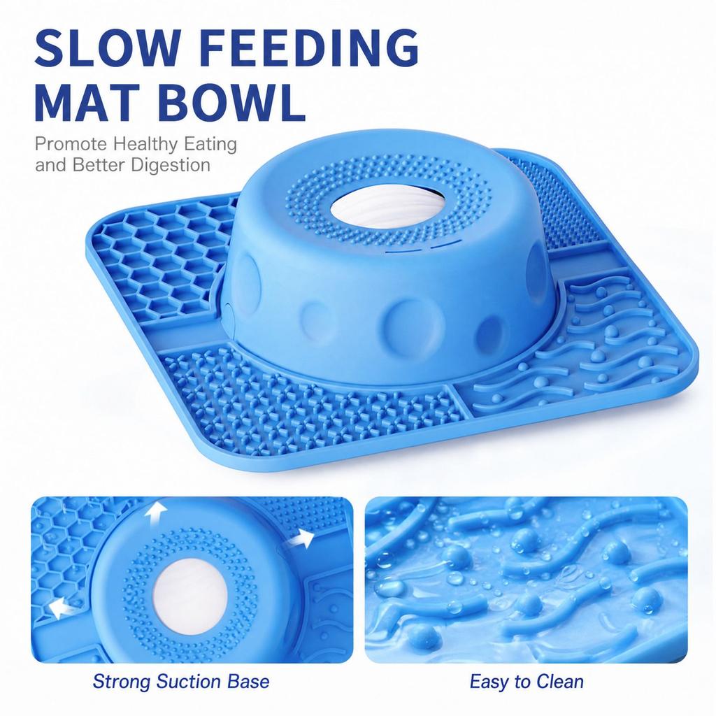 Silicone Non- Pet Slow Feeder Bowl for Dogs and Cats