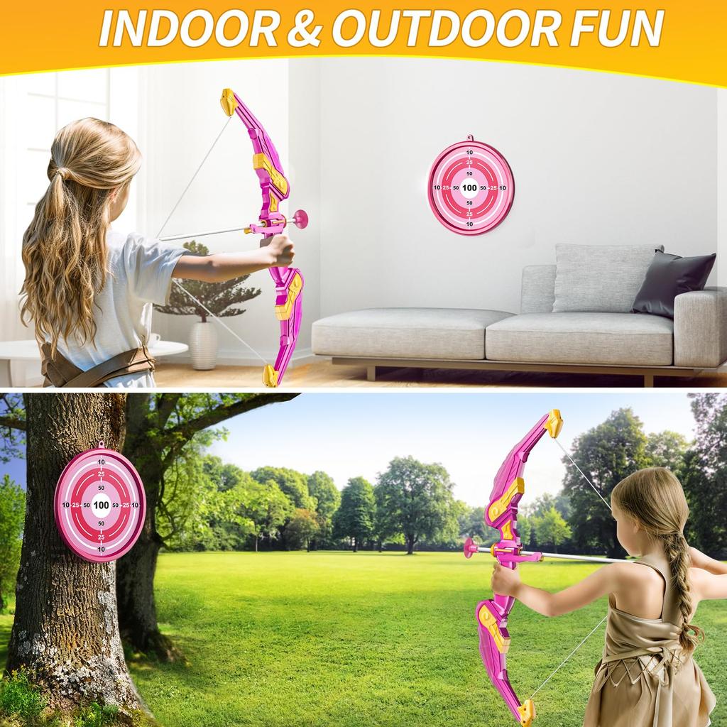 Children's Bow and Arrow Set Archery Toy Set Indoor and Outdoor Toys for Boys and Girls Amusement Equipment Ideal Gift Toys for 6