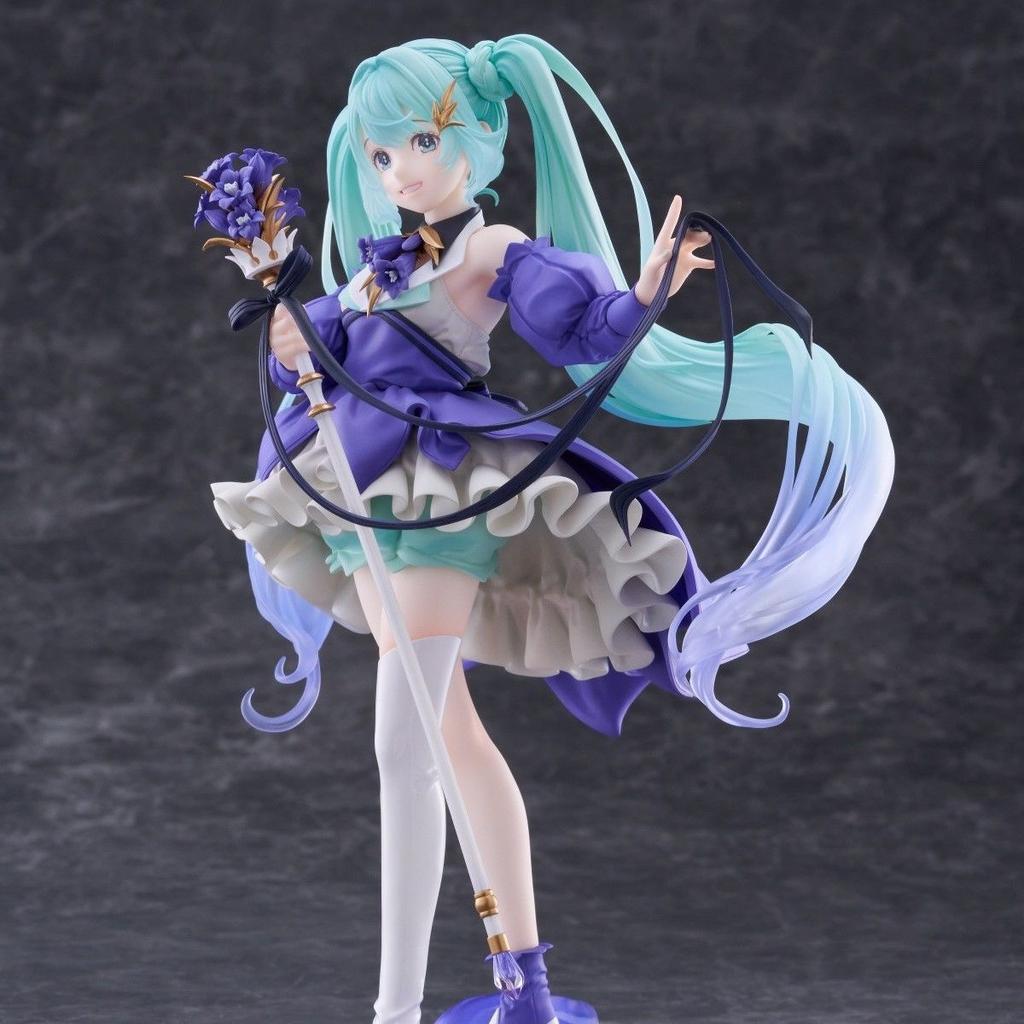 22cm Original Hatsune Miku Birthday Princess Floral Dress Figure Anime Collectible Doll Party Ornament Cute Girl Playthings