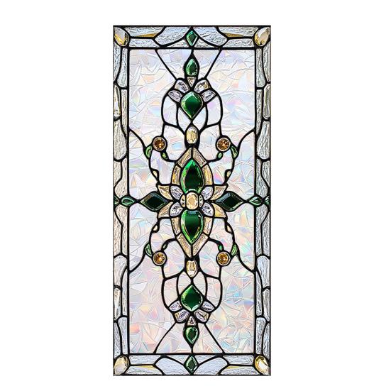Stained Glass Window Privacy Film Vintage Decorative Frosted Static Cling Waterproof Reusable UV Sun Blocking Glass Sticker Cover