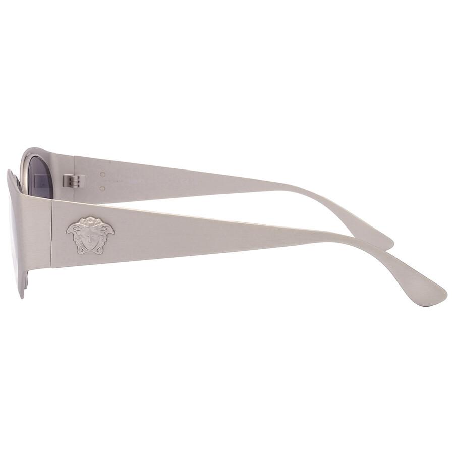 Versace Light Grey Mirrored Black Oval Ladies Sunglasses Ve2263 12666g 56
