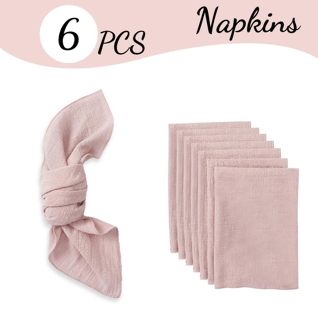 6 Stück einfarbige Servietten im Bohème-Stil, einfache und rustikale quadratische Stoffservietten, Tischdekoration