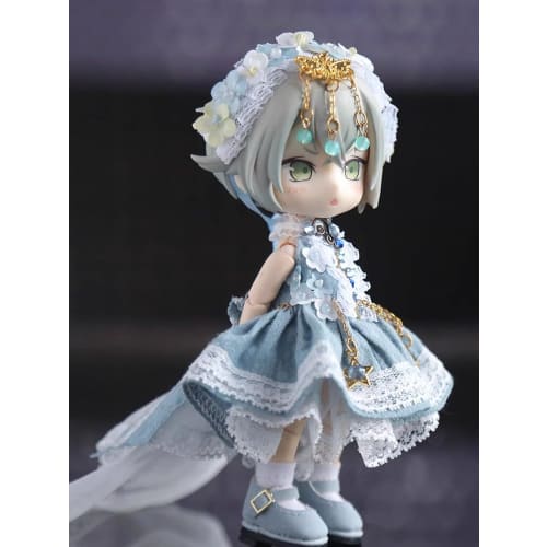 Obitsu 11 OB11 Size Outfit Set for Obitsu Dolls (11cm Body), Princess Dress, Lolita Style, Cute, 5-Piece Set (Blue Gray)