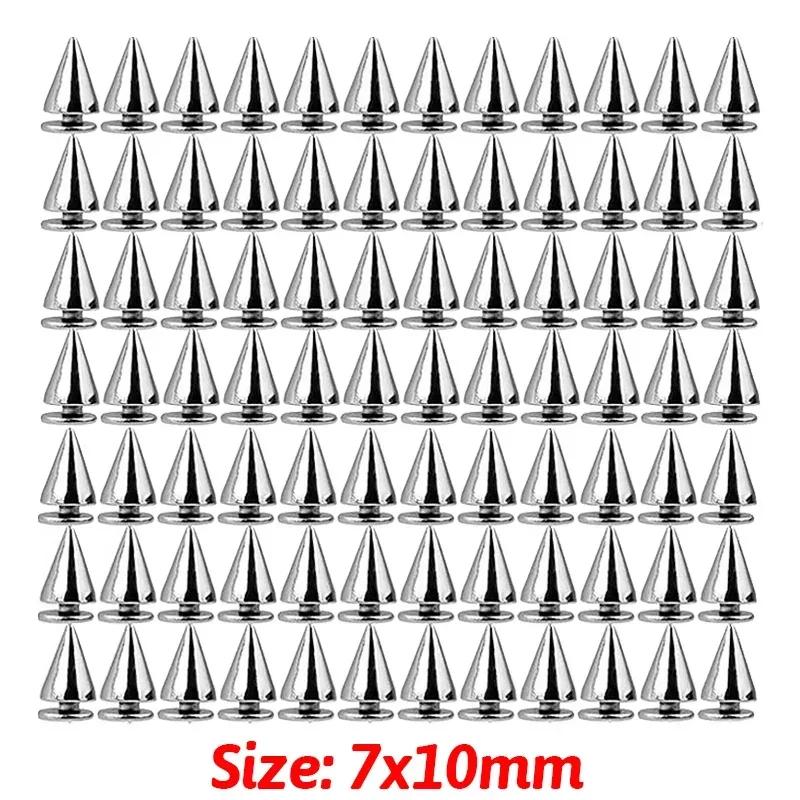 

10/100PCS Punk Rivets Silver Cone Spikes Screwback Studs Craft Cool Rivets Clothes Bag Shoe Leather Belt DIY Handcraft Supplies 10PCS