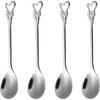 Stainless Steel Coffee Dessert Spoon, Cute Demitasse Spoon for Stirring, Creative Flower Sugar Spoon, 4 Pieces