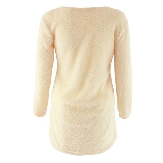Sweter damski w jednolitym kolorze, miękki, puszysty, z nieregularnym brzegiem, dzianinowy sweter do noszenia na co dzień