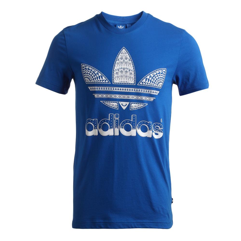 Adidas Originals Logo Quick-Dry Breathable Comfortable Short Sleeve T-Shirt Men Tops Blue S19233