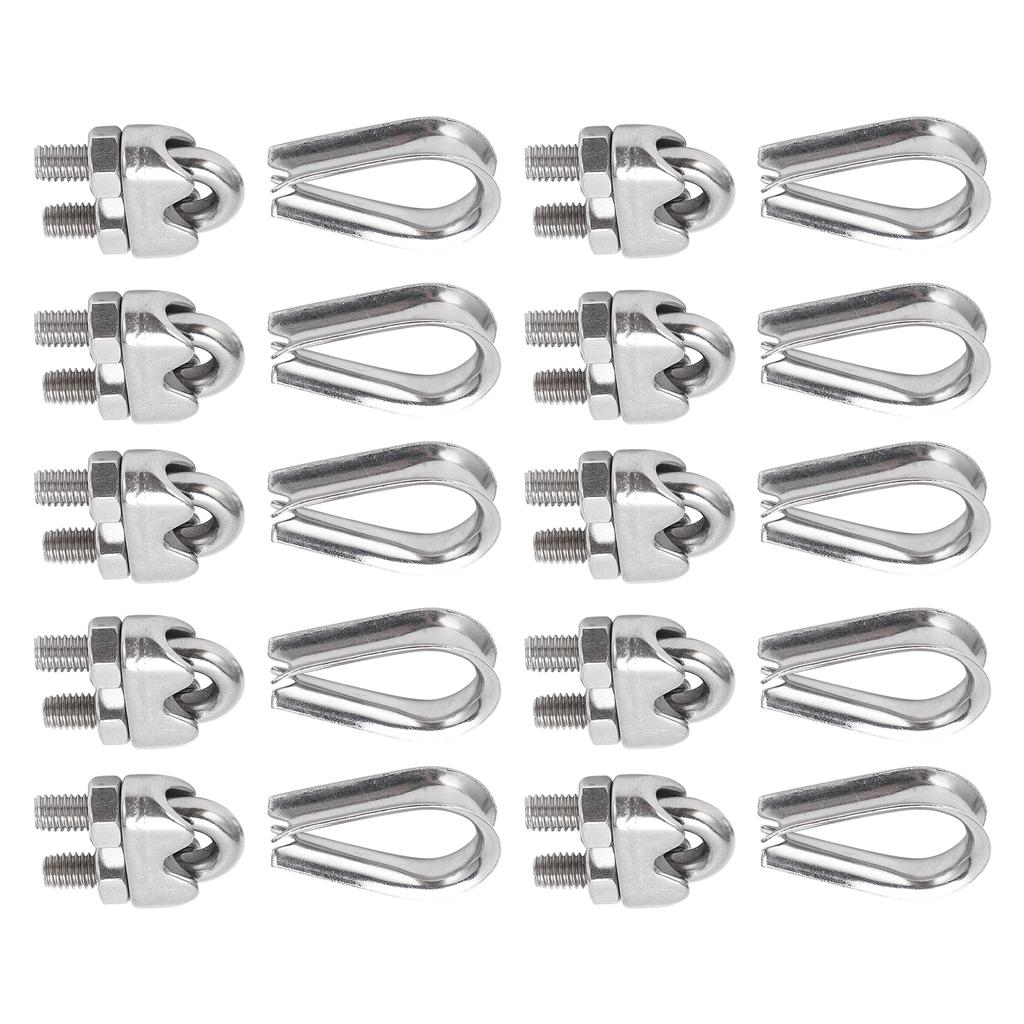 Abrazadera de Cuerda Marina de Acero Inoxidable 304 Resistencia a la Corrosión Collar para Cables de Acero para Cuerdas de Ropa Cuerdas de Tracción