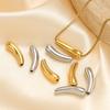 5Pcs Stainless Steel PVD Gold Plated Curved Tube Bead Charms for DIY Necklace Findings Jewelry Bracelet Making Material Supplies