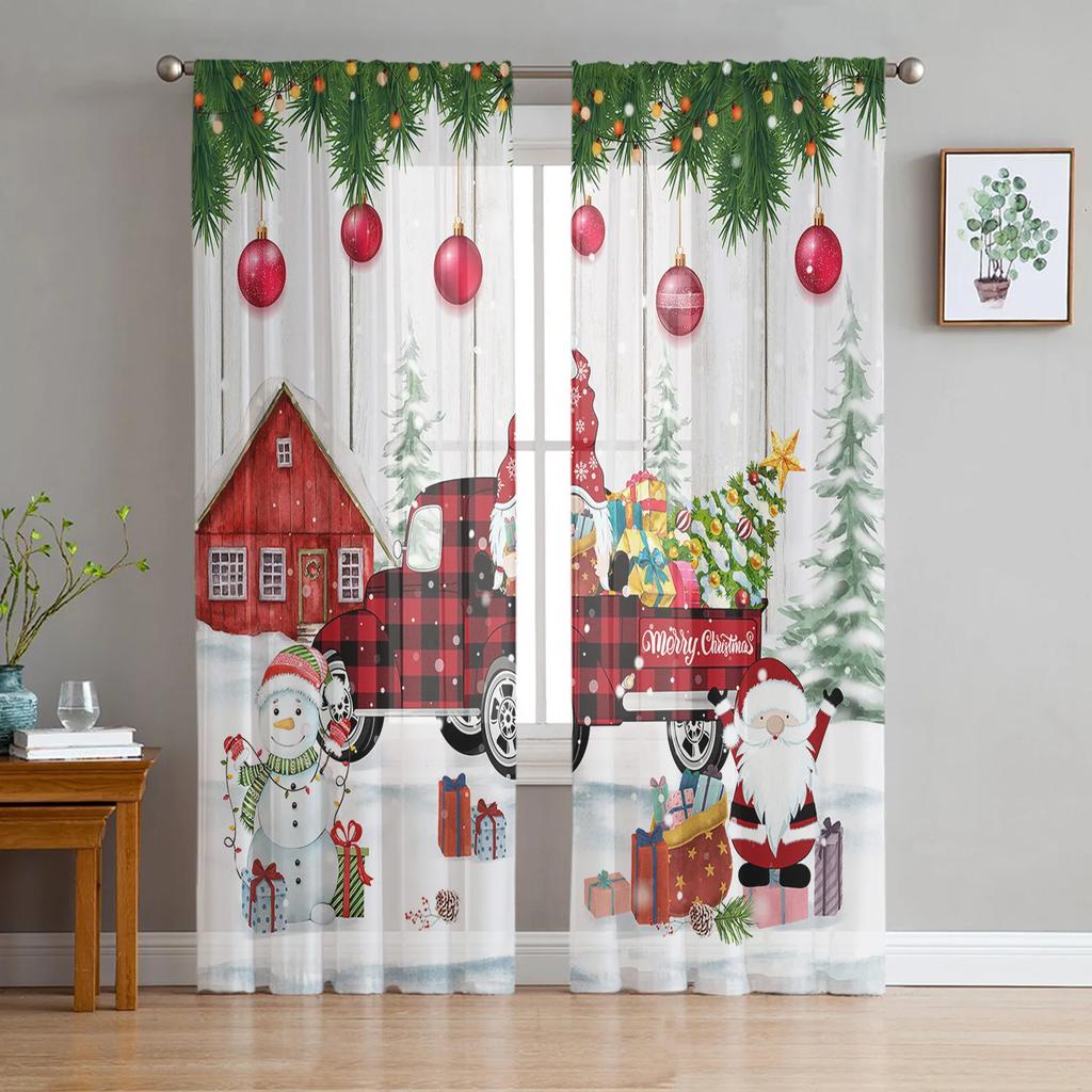Weihnachtsvorhang mit Schneeflocke, blau, Garn, Tüllvorhänge für Wohnzimmer, Küche, transparente Voile-Vorhänge