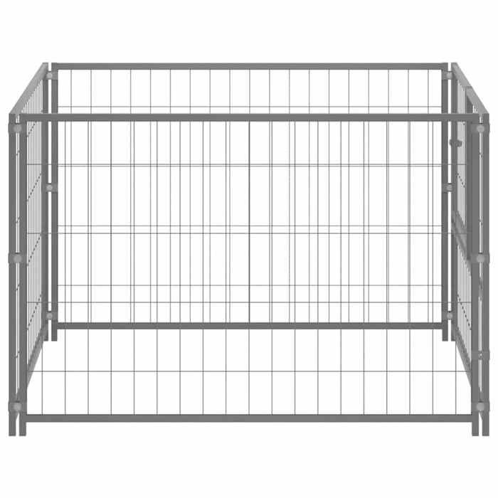 VidaXL Chenil Argenté 100x100x70 cm Acier Enclos pour Chiots Cage Extérieur 150792