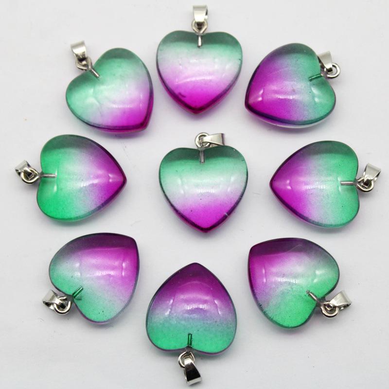 20MM Herzförmiger Naturstein Anhänger: Achat, Rosenquarz, Aquamarin, Pfirsichherz Schmuck