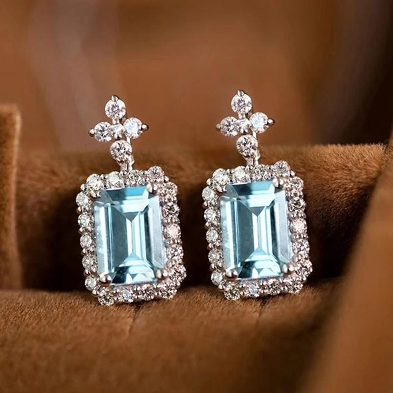 

CAOSHI Beautiful Aesthetic Drop Earrings for Women Unique Blue Cubic Zirconia Trendy Wedding Accessories Fancy Birthday Jewelry