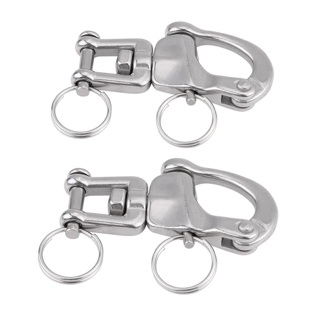 2PCS Swivel Eye Snap Shackle Stainless Steel Quick Release Boat Chain Eye Jaw Swivel Snap Shackle Hook