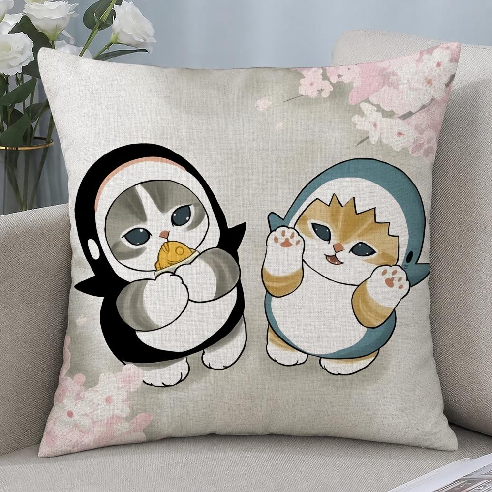 Character Mofusand Cushion Cover Cushion Covers Natural Linen Breathable Sofa Bedroom Decor Pillowcase
