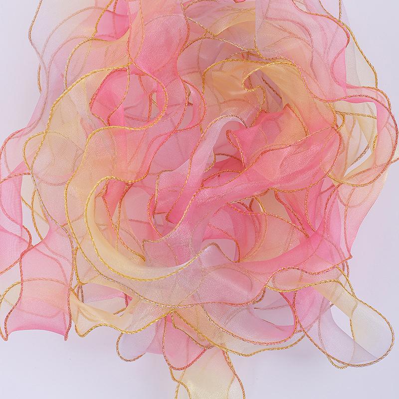 10Yards 4cm Iridescent Fishtail Edge Oganza Ribbon for DIY Headwear Hat Decor Gift Wrapping Craft Accessories Sewing Supplies