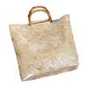 Bamboo Joint Canvas Tote Bag Zipper Closure Embroidered Design Chinese Style Bag Flower Pattern Large Capacity Jacquard Handbag
