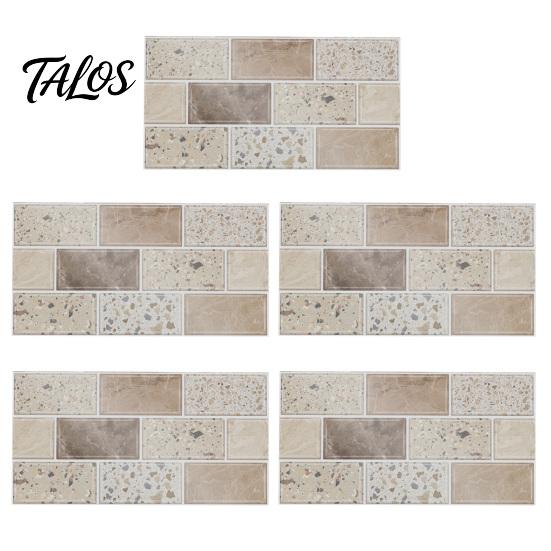 Oil Proof Wall Stickers for Bathroom 5Pcs Vintage Brick Tile Stickers, Waterproof Oil‑Proof Wallpaper, Peel Removable Backsplash Rental &