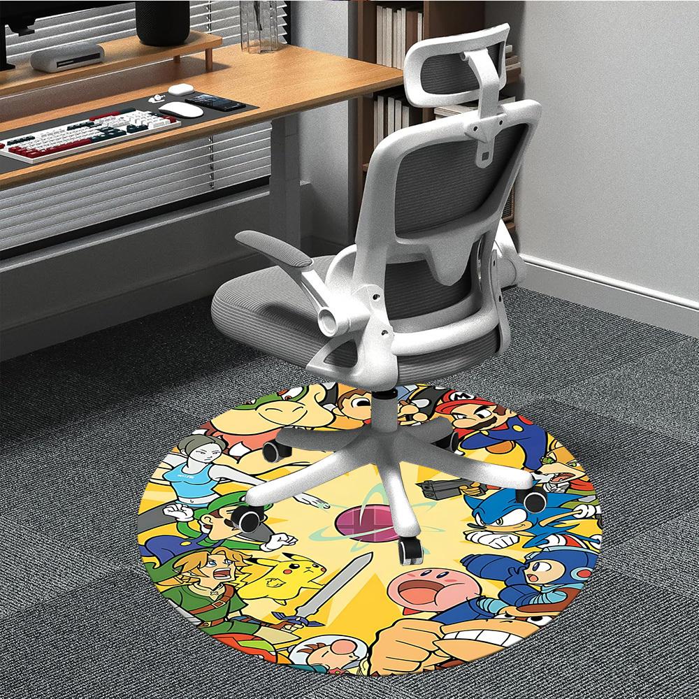 

1pc Mario Sonic Cartoon Characters Office Round Area Rug, Under Office Chairs Bedroom Living Room Home Decor, Room Decoa1016205 80cm by 80cm