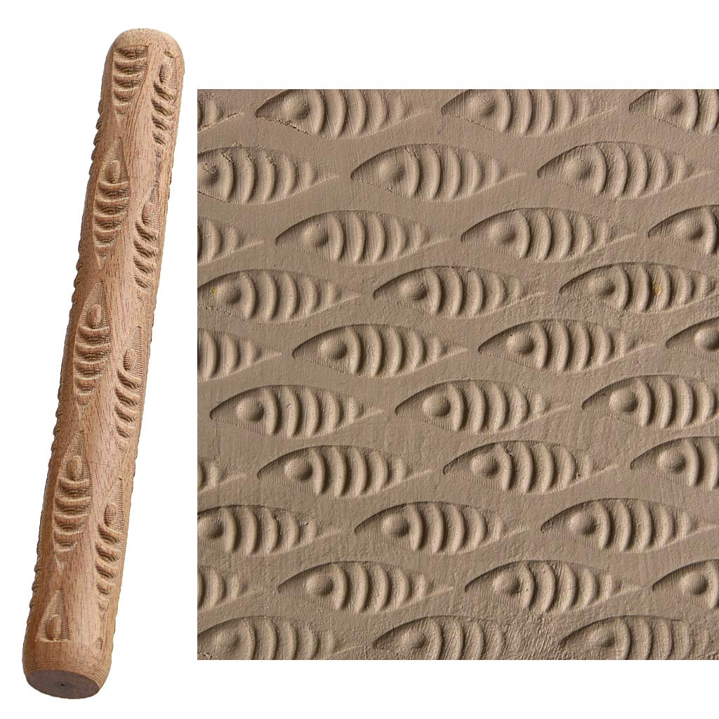 Sumnacon Pottery Clay Stamping Wooden Hand Different Set of 5 Tool, Roller, Patterns,