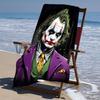 proof beach towel with a Joker character pattern - soft,absorbent,quick-drying,machine washable - perfect for swimming,camping,bathing