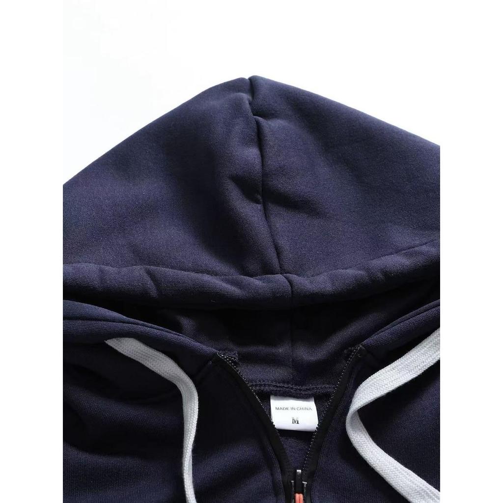 Men's Fleece Warm Hooded Sweatshirt - Chest Pocket Design, Long Sleeved Top, Energetic Style, Cold Resistant Sportswear