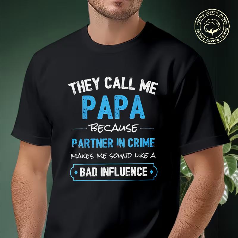 Funny Grandpa Dad Crime Partner Moto T-shirt Men's Summer Cotton Fashionable Casual Sports Shor