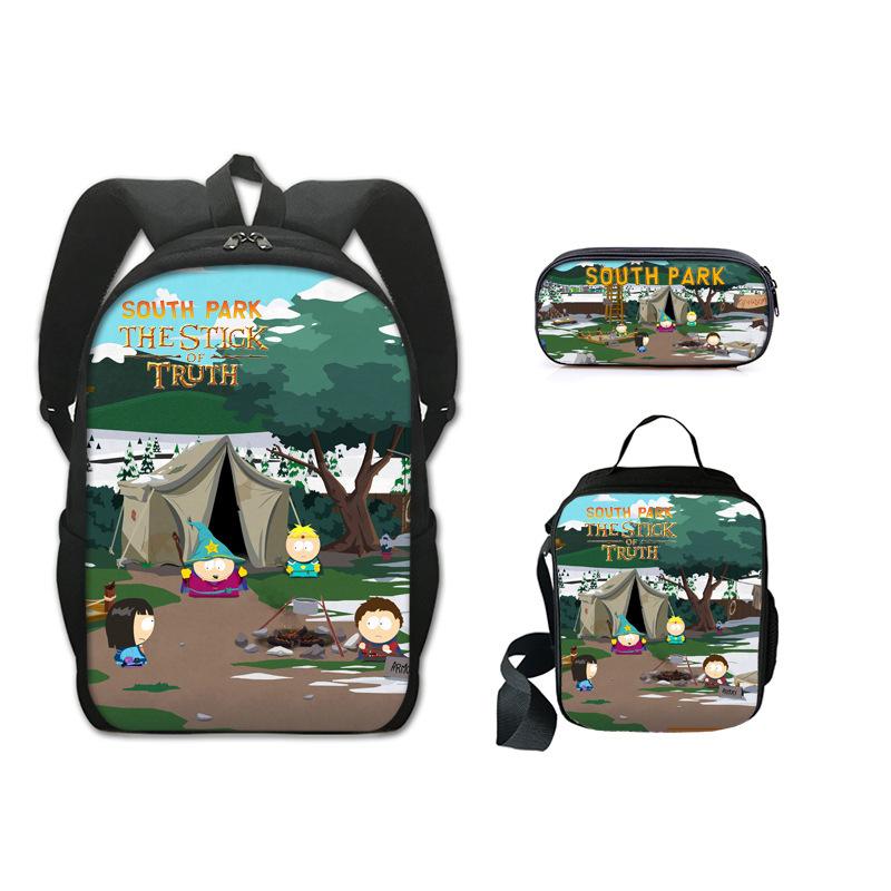 Classic Popular Novelty Funny south park 3D Print 3pcs/Set pupil School Bags Laptop Daypack Backpack Lunch bag Pencil Case