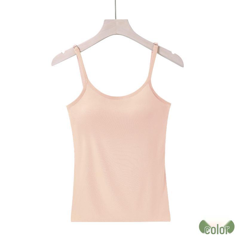 Women's One-Piece Camisole with Built-In Pads: Wire-Free, Adjustable Spaghetti Straps, Ideal Bandeau Base Layer