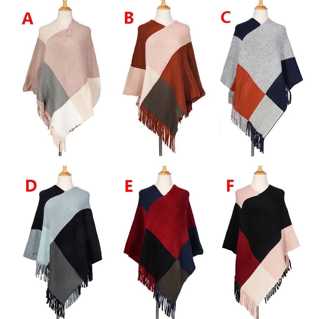 Women Long Tassel Winter Wool Blend Soft Warm Scarf Wrap Shawl Plaid Scarf
