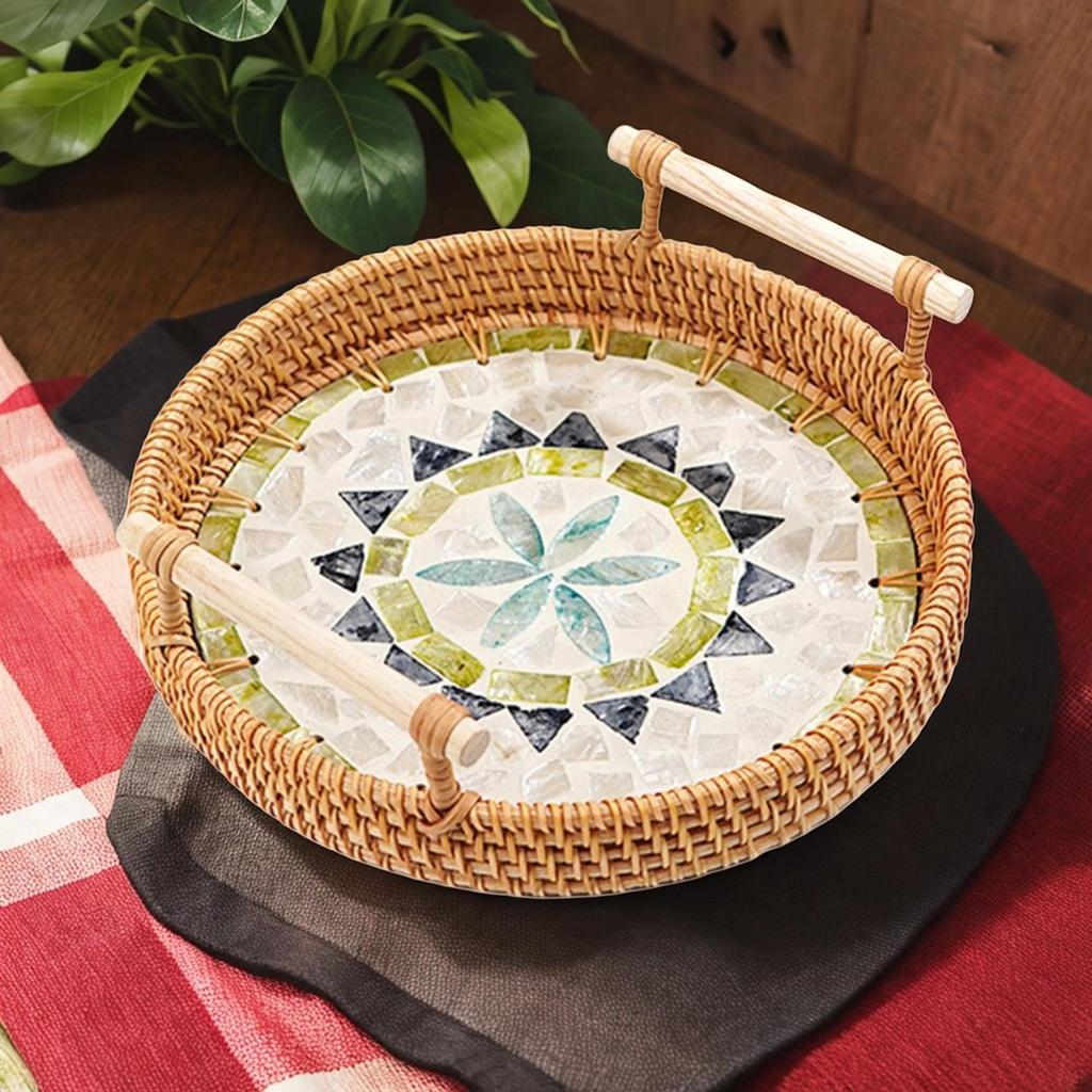 Chic Wicker Serving Tray for Entertaining - Stylish Platter Modern Home Decor