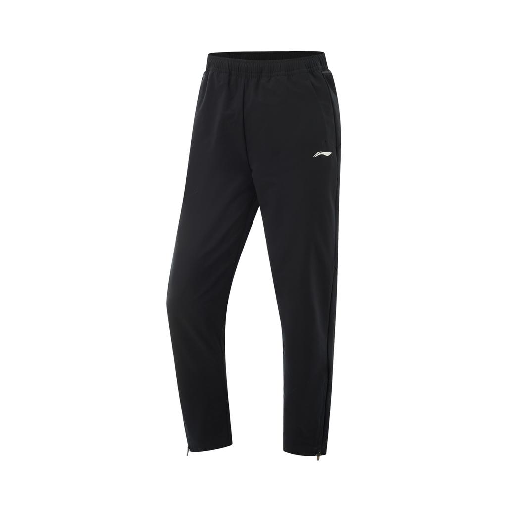 Li Ning Running Series Comfortable Straight Leg Mid Rise Drawstring Casual Pants Women bottoms Black AYKV026-2