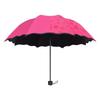 Women's Dual-Use UV Protection Umbrella: Water-Activated Blooming Design, Manual, Sun & Rain Parasol, Black Glue, Large Size.
