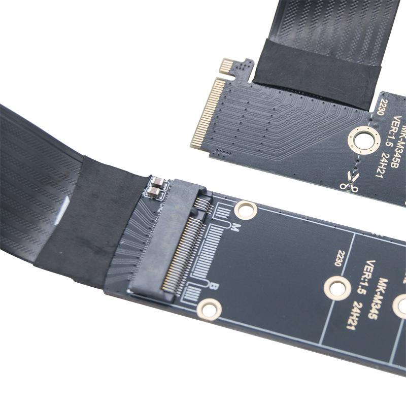 M.2 NVMe Key-M PCIe 4.0 X4 30CM Extension Cable Flexible Ribbon Riser Card for Custom PC Build Projects