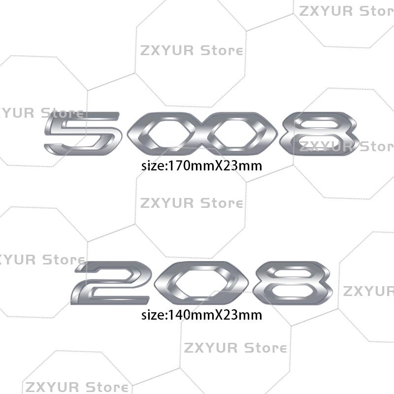 Metalowe Dla Peugeot 208 308 408 508 2008 3008 4008 5008 Chromowane Srebrne Emblemat Naklejka Samochodowa Litera Naklejka Nadwozie Tylna Część Bagażnika Dekoracja