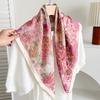 Qiandongge Camellia Cotton and Linen Small Square Scarf Silk Scarf New Women's Thin Imitation Velvet Shawl Scarf Headscarf Scarf