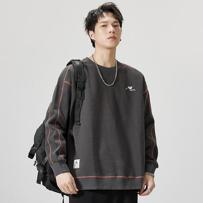 Trendy Brand American Crew Neck Sweater Men'S Loose Men'S Long-Sleeved Casual Velvet Top Men'S Clothes