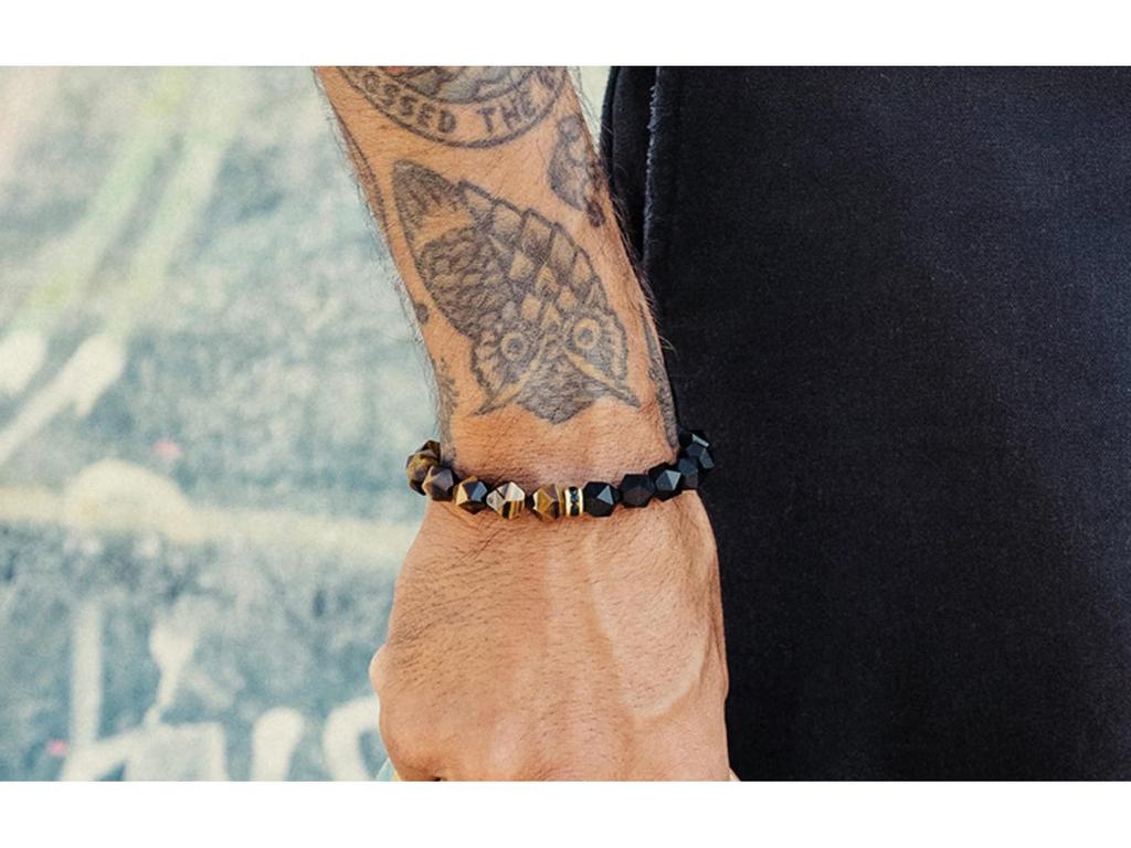 Men's Geometric Agate Tiger Eye Stone Bead Bracelet