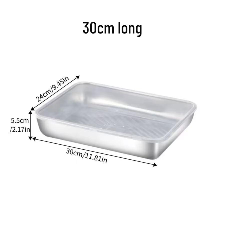 Stainless Steel Rectangular Non-Stick Dumpling Storage Box with Lid
