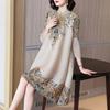 Loose Large Size Stand-up Collar Improved Cheongsam Spring Retro Elegant Mid-length Dress