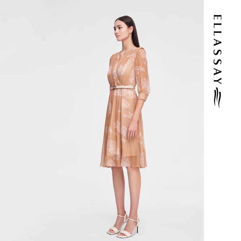 ELLASSAY Women's Printed Silk A-line Dress