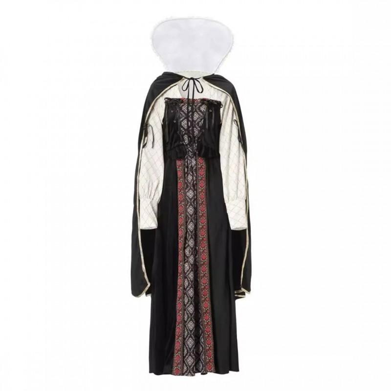 M-XXL Halloween Medieval Queen Cape Cosplay Costume Vintage Court Style Performance Outfit
